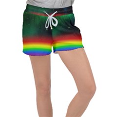 Galaxy Rainbow Universe Star Space Women s Velour Lounge Shorts by Pakrebo