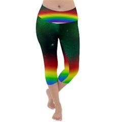 Galaxy Rainbow Universe Star Space Lightweight Velour Capri Yoga Leggings by Pakrebo