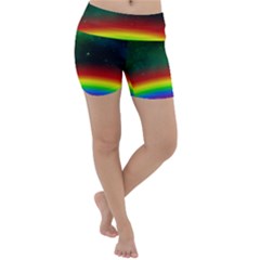 Galaxy Rainbow Universe Star Space Lightweight Velour Yoga Shorts by Pakrebo