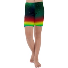 Galaxy Rainbow Universe Star Space Kids  Lightweight Velour Capri Yoga Leggings by Pakrebo