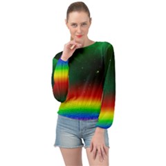 Galaxy Rainbow Universe Star Space Banded Bottom Chiffon Top