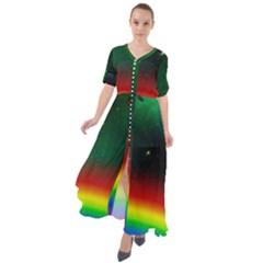 Galaxy Rainbow Universe Star Space Waist Tie Boho Maxi Dress