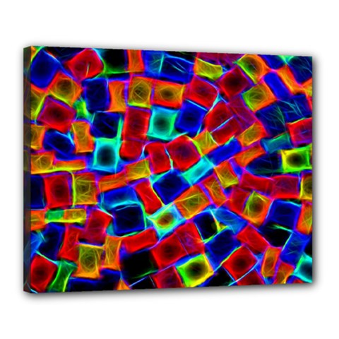 Neon Glow Glowing Light Design Canvas 20  X 16  (stretched) by Pakrebo