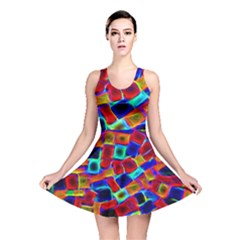 Neon Glow Glowing Light Design Reversible Skater Dress