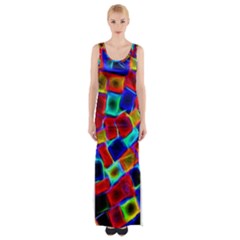 Neon Glow Glowing Light Design Maxi Thigh Split Dress