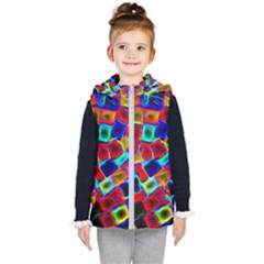 Neon Glow Glowing Light Design Kids  Hooded Puffer Vest by Pakrebo