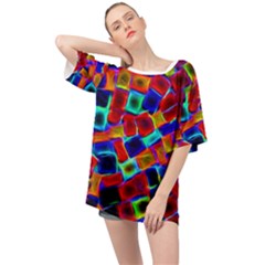 Neon Glow Glowing Light Design Oversized Chiffon Top