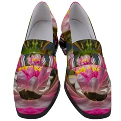 Flower Ornament Color Background Women s Chunky Heel Loafers by Pakrebo