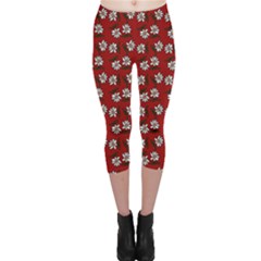 Daisy Red Capri Leggings 