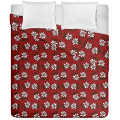 Daisy Red Duvet Cover Double Side (california King Size)