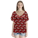 Daisy Red V-Neck Flutter Sleeve Top View1