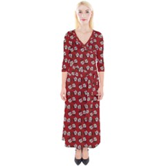 Daisy Red Quarter Sleeve Wrap Maxi Dress