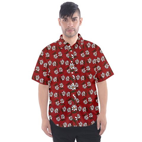 Daisy Red Men s Short Sleeve Shirt by snowwhitegirl