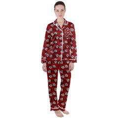 Daisy Red Satin Long Sleeve Pyjamas Set