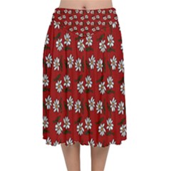 Daisy Red Velvet Flared Midi Skirt