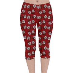 Daisy Red Velvet Capri Leggings 