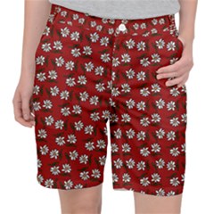 Daisy Red Pocket Shorts