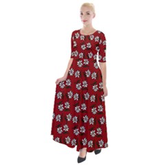 Daisy Red Half Sleeves Maxi Dress