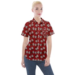 Daisy Red Women s Short Sleeve Pocket Shirt