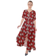 Daisy Red Waist Tie Boho Maxi Dress