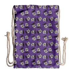 Daisy Purple Drawstring Bag (large) by snowwhitegirl