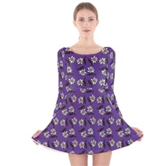 Daisy Purple Long Sleeve Velvet Skater Dress