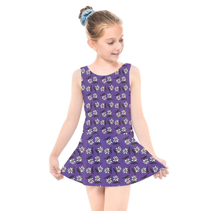 Daisy Purple Kids  Skater Dress Swimsuit