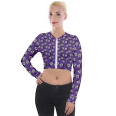 Daisy Purple Long Sleeve Cropped Velvet Jacket