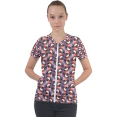 Pattern Abstract Fabric Wallpaper Short Sleeve Zip Up Jacket