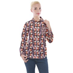 Pattern Abstract Fabric Wallpaper Women s Long Sleeve Pocket Shirt