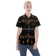 Background Pattern Bright Graphic Women s Short Sleeve Pocket Shirt