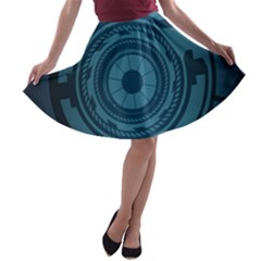 Technology Background Binary A-line Skater Skirt by Pakrebo