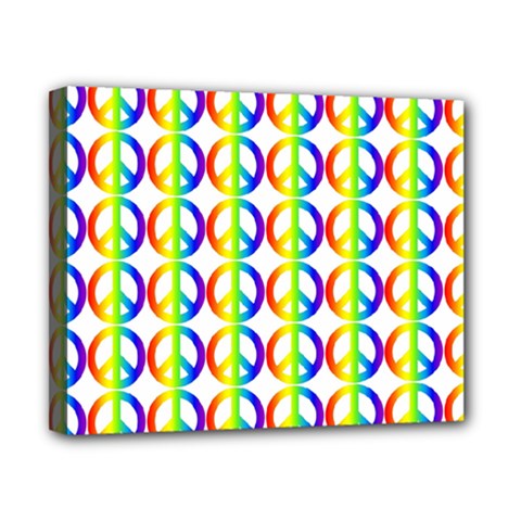 Retro Rainbow Gradient Peace Symbol Canvas 10  X 8  (stretched) by Pakrebo