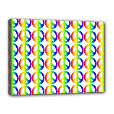 Retro Rainbow Gradient Peace Symbol Canvas 16  X 12  (stretched) by Pakrebo