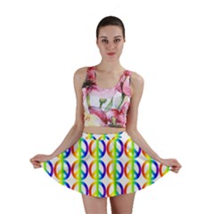 Retro Rainbow Gradient Peace Symbol Mini Skirt by Pakrebo