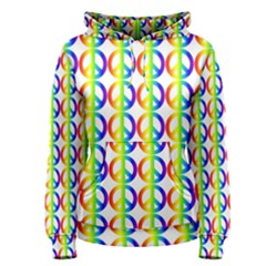 Retro Rainbow Gradient Peace Symbol Women s Pullover Hoodie by Pakrebo