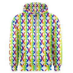 Retro Rainbow Gradient Peace Symbol Men s Zipper Hoodie by Pakrebo