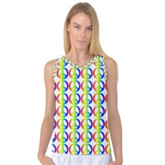 Retro Rainbow Gradient Peace Symbol Women s Basketball Tank Top by Pakrebo