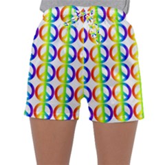 Retro Rainbow Gradient Peace Symbol Sleepwear Shorts by Pakrebo