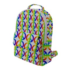 Retro Rainbow Gradient Peace Symbol Flap Pocket Backpack (large) by Pakrebo