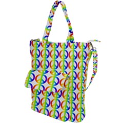 Retro Rainbow Gradient Peace Symbol Shoulder Tote Bag by Pakrebo