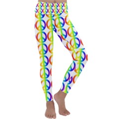 Retro Rainbow Gradient Peace Symbol Kids  Lightweight Velour Classic Yoga Leggings by Pakrebo