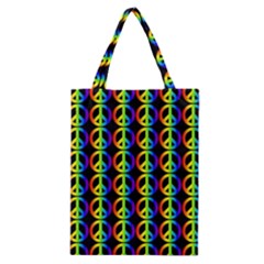 Retro Rainbow Gradient Peace Symbol Classic Tote Bag by Pakrebo