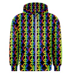 Retro Rainbow Gradient Peace Symbol Men s Zipper Hoodie by Pakrebo