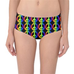 Retro Rainbow Gradient Peace Symbol Mid-waist Bikini Bottoms by Pakrebo