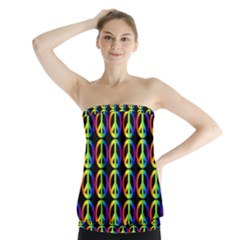 Retro Rainbow Gradient Peace Symbol Strapless Top by Pakrebo