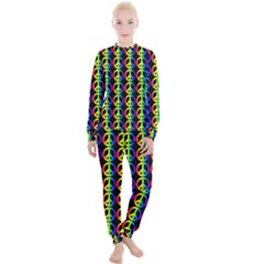 Retro Rainbow Gradient Peace Symbol Women s Lounge Set