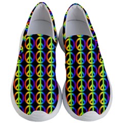 Retro Rainbow Gradient Peace Symbol Women s Lightweight Slip Ons by Pakrebo