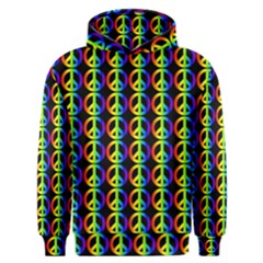 Retro Rainbow Gradient Peace Symbol Men s Overhead Hoodie by Pakrebo