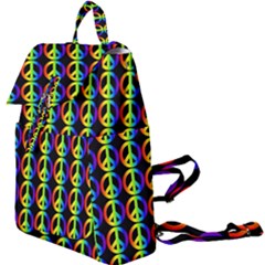 Retro Rainbow Gradient Peace Symbol Buckle Everyday Backpack by Pakrebo